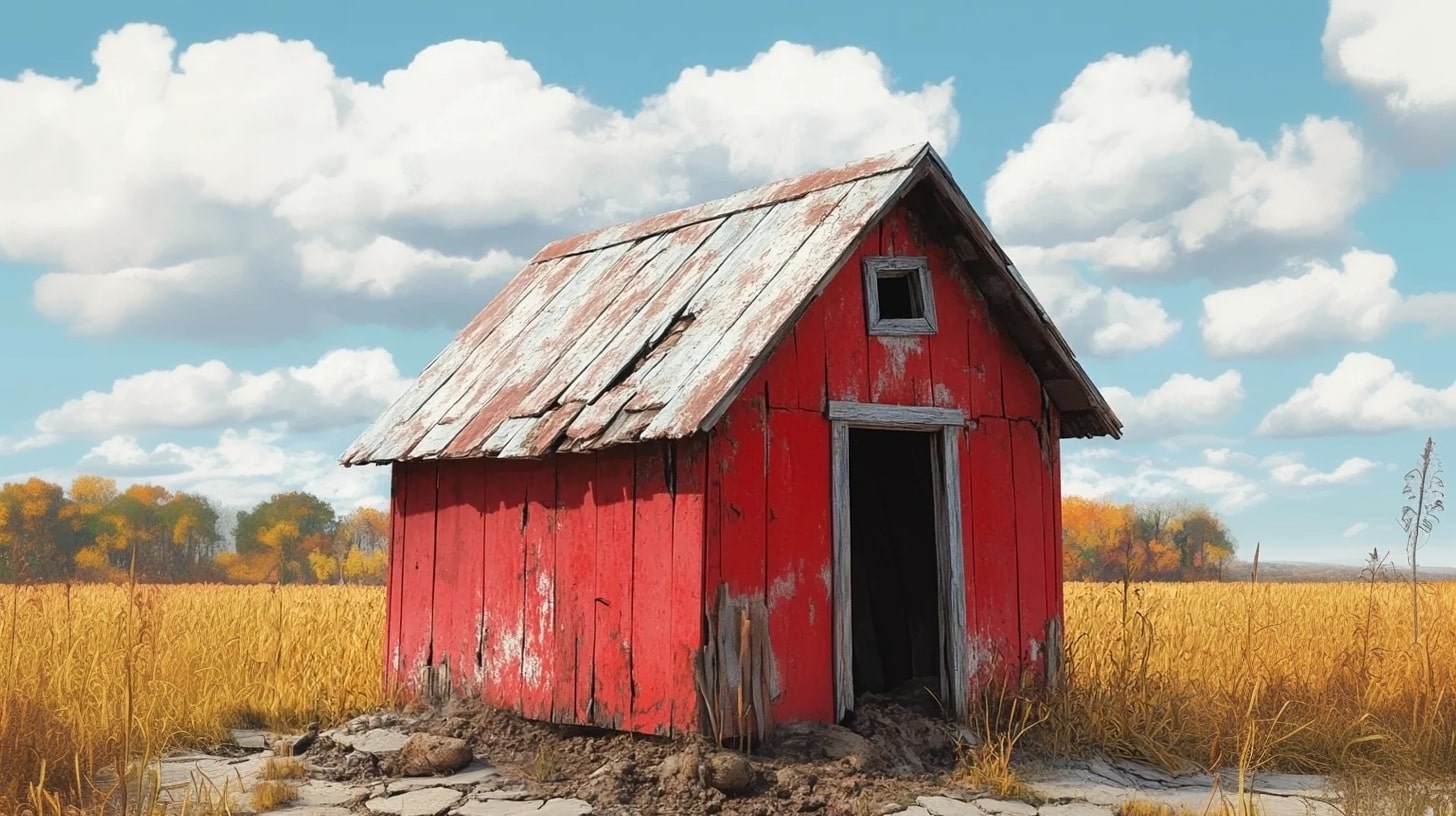 Cabanon rouge avec mauvaise fondation