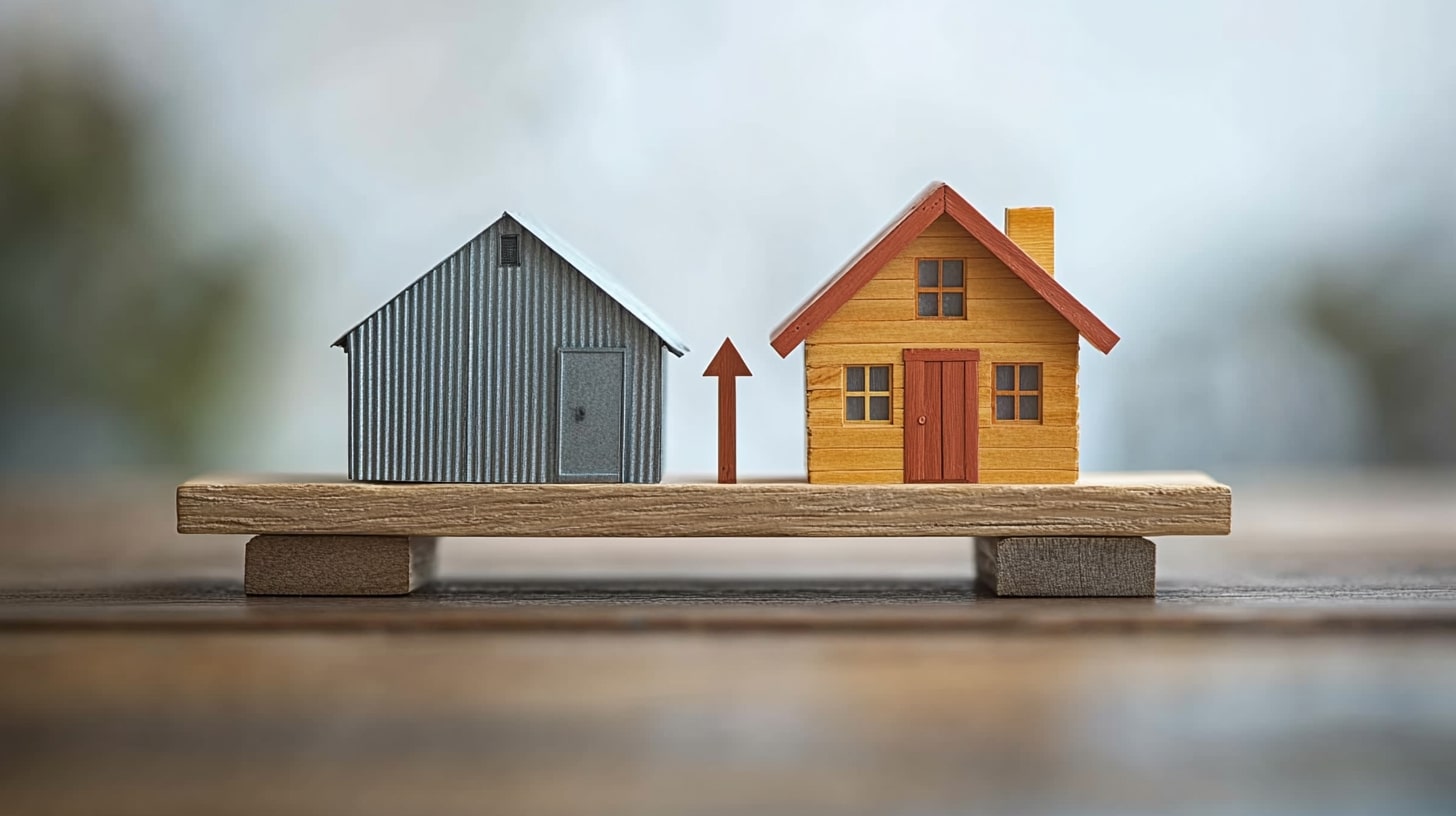 Miniature de cabanons un en métal l'autre en bois