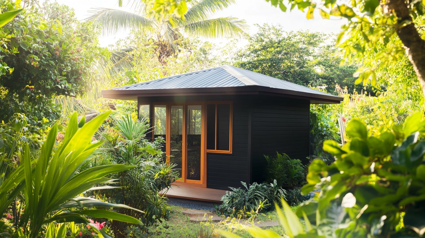 Cabanon dans une clairière luxuriante